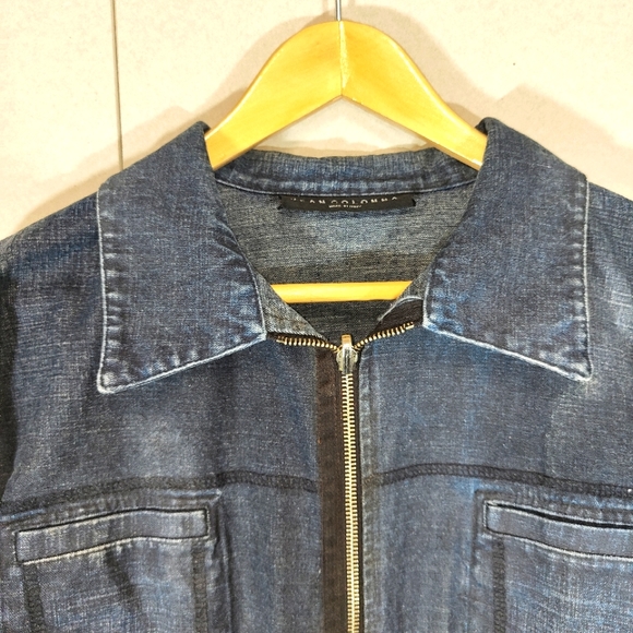 Jean Colonna Blue Jacket Denim Size Medium Full Zip - Picture 4 of 11